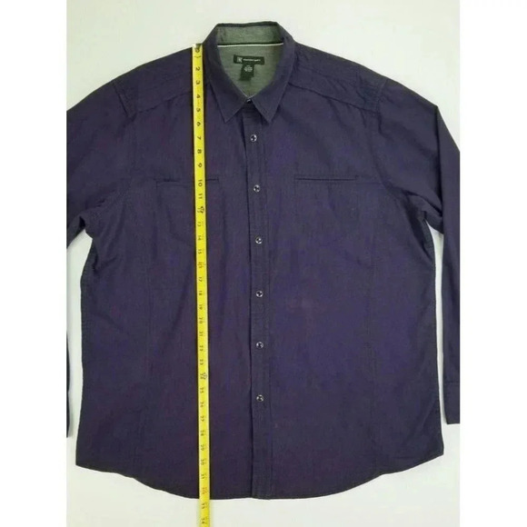 INC Size 2XL Men's Purple Long Sleeve Black Pearl Snap Elbow Button Cotton Shirt - Picture 6 of 6